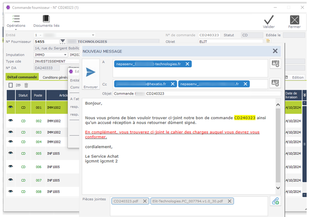 Personnalisation des échanges fournisseurs avec le logiciel ERP HexaOpale