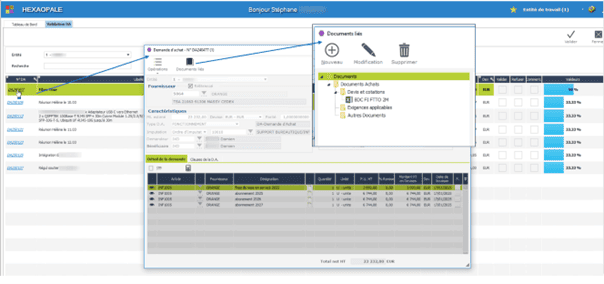 Validation des demandes d'achat dans le module achat P2P ERP HexaOpale