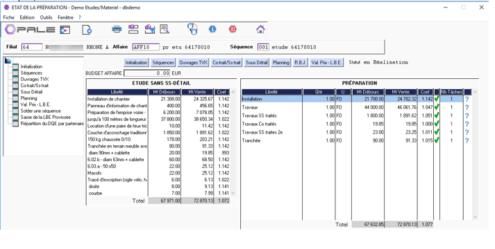Contre étude dans le logiciel ERP HexaOpale