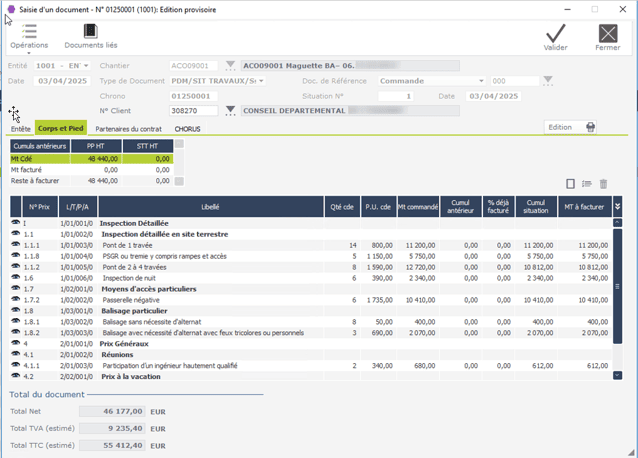 étude simple dans le logiciel ERP HexaOpale